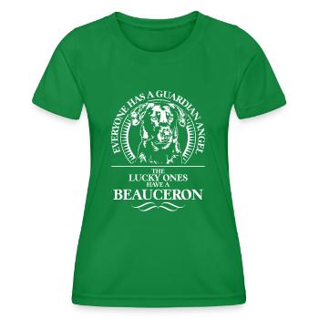 BEAUCERON Guardian Angel Hundespruch Hund Wilsigns - Frauen Funktions-T-Shirt - Kelly Green - Vorne - AI Model Female 172 dark (172cm)