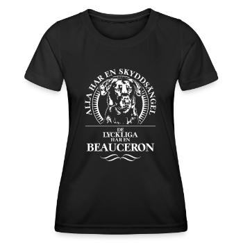 BEAUCERON Skyddsängel Hundespruch Hunde Wilsigns - Frauen Funktions-T-Shirt - Schwarz - Vorne - AI Model Female 172 light (172cm)