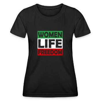 Women Life Freedom - Free Iran - Mahsa Amini - Women's Functional T-Shirt - black - Front - AI Model Female 172 light (172cm)