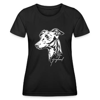 ITALIAN GREYHOUND Portrait Windhund Wilsigns - Women's Functional T-Shirt - black - Front - AI Model Female 172 light (172cm)