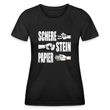Schere Stein Papier Schnick Schnack Schnuck - Frauen Funktions-T-Shirt - Schwarz - Vorne - AI Model Female 172 light (172cm)