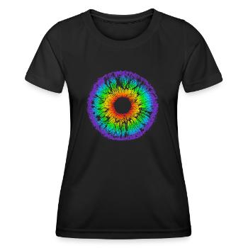 Rainbow Eye, Iris, LGBT, Gay Pride, Mandala - Women's Functional T-Shirt - black - Front - AI Model Female 172 light (172cm)