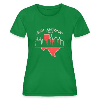 San Antonio Texas Kartendesign für stolze San - Frauen Funktions-T-Shirt - Kelly Green - Vorne - AI Model Female 172 dark (172cm)