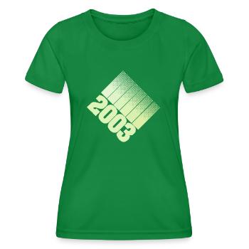 Year 2003 - Women's Functional T-Shirt - kelly green - Front - AI Model Female 172 dark (172cm)