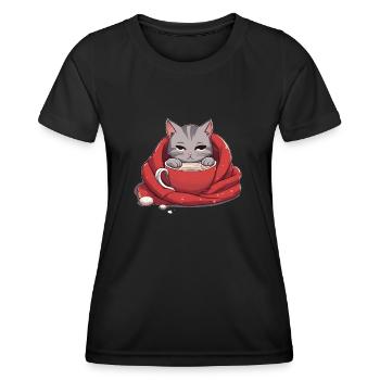 Chat adorable - T-shirt sport Femme - noir - Devant - AI Model Female 172 light (172cm)