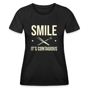 Souriez c’est contagieux dentiste dentiste dentisterie dentaire - T-shirt sport Femme - noir - Devant - AI Model Female 172 light (172cm)