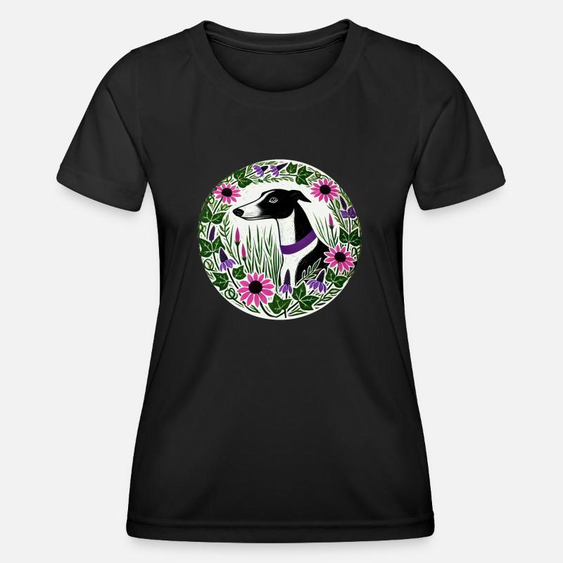 Black and White Greyhound - Women's Functional T-Shirt - black