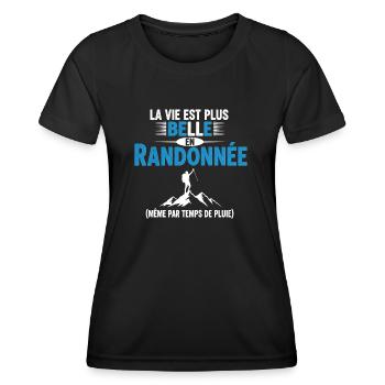 Das Leben ist schöner im Wandern Humor Geschenk - Frauen Funktions-T-Shirt - Schwarz - Vorne - AI Model Female 172 light (172cm)