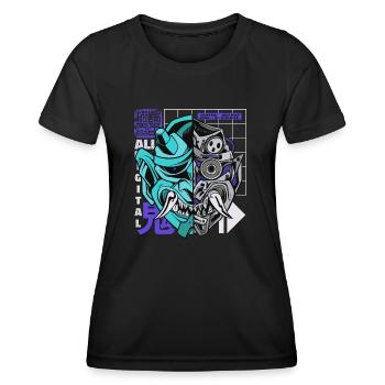 Oni Mask Hannya Japanese Demon Otaku Pastel - Women's Functional T-Shirt - black - Front - AI Model Female 172 light (172cm)