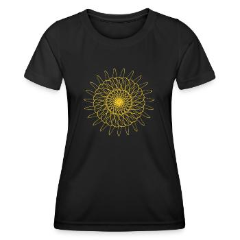 Golden circle in the form of embroidery. - Women's Functional T-Shirt - black - Front - AI Model Female 172 light (172cm)