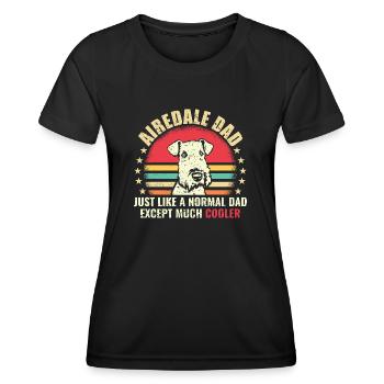 Airedale Terrier Hund - Frauen Funktions-T-Shirt - Schwarz - Vorne - AI Model Female 172 light (172cm)