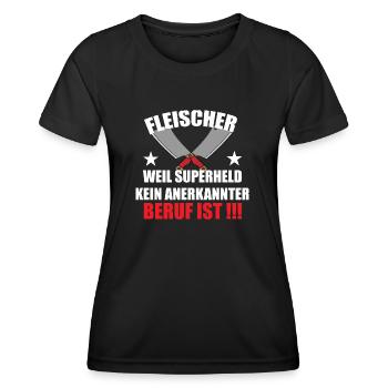 Fleischer Metzger Zerleger Schlachter - Frauen Funktions-T-Shirt - Schwarz - Vorne - AI Model Female 172 light (172cm)