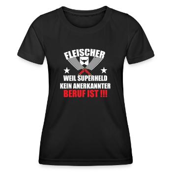 Fleischer Metzger Zerleger Schlachter - Frauen Funktions-T-Shirt - Schwarz - Vorne - AI Model Female 172 light (172cm)