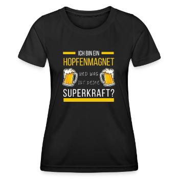 Hopfenmagnet Biertrinker Spruch und Bierliebhaber - Frauen Funktions-T-Shirt - Schwarz - Vorne - AI Model Female 172 light (172cm)