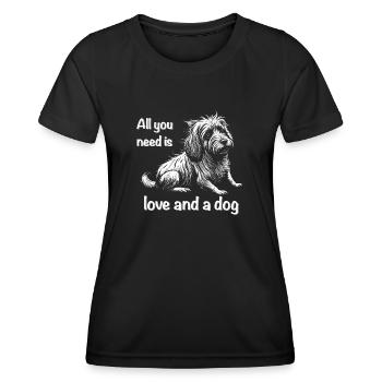 Tout ce dont vous avez besoin, c’est d’amour et d’un chien - T-shirt sport Femme - noir - Devant - AI Model Female 172 light (172cm)
