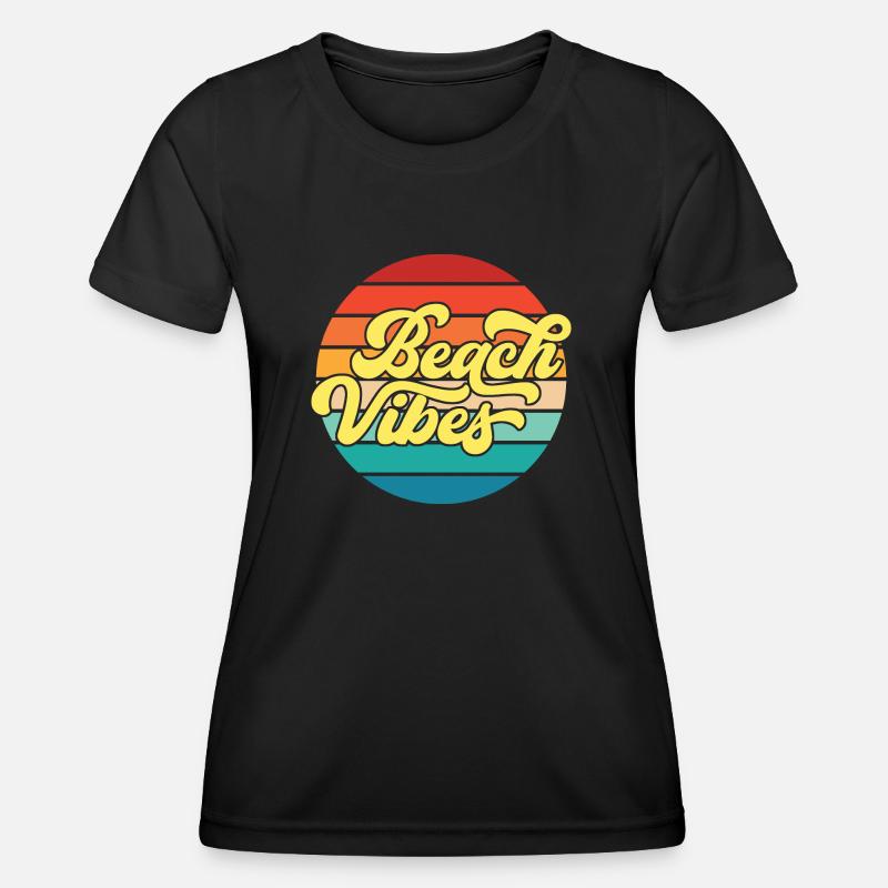 Retro Styled Summer Beach Vibes Design - Women's Functional T-Shirt - black