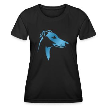 Windhund Greyhound, Hundekopf, Zeichnung blau - Frauen Funktions-T-Shirt - Schwarz - Vorne - AI Model Female 172 light (172cm)