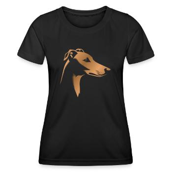 Windhund Greyhound, Hundekopf, Zeichnung bronze - Frauen Funktions-T-Shirt - Schwarz - Vorne - AI Model Female 172 light (172cm)