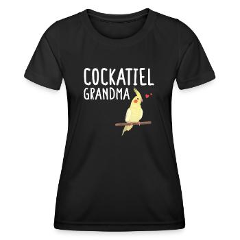 Nymphensittich, Oma, Vogelflüsterer, Kakadu - Frauen Funktions-T-Shirt - Schwarz - Vorne - AI Model Female 172 light (172cm)
