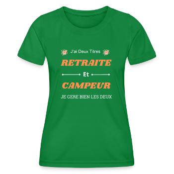 I have two titles - Women's Functional T-Shirt - kelly green - Front - AI Model Female 172 dark (172cm)