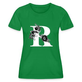 Lettre r floral noir et blanc - T-shirt sport Femme - vert - Devant - AI Model Female 172 dark (172cm)