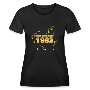 Year 1983 - Women's Functional T-Shirt - black - Front - AI Model Female 172 light (172cm)