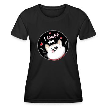 Dog Korean - Japanese Style 09 - Women's Functional T-Shirt - black - Front - AI Model Female 172 light (172cm)