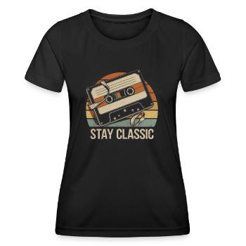 Vintage Retro Kassette Stay Classic - Frauen Funktions-T-Shirt - Schwarz - Vorne - AI Model Female 172 light (172cm)