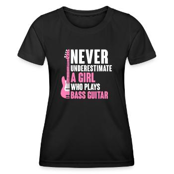 Ne sous-estimez jamais une fille qui joue de la basse - T-shirt sport Femme - noir - Devant - AI Model Female 172 light (172cm)