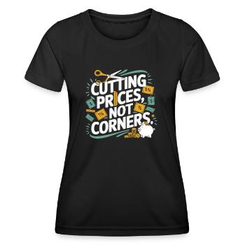 Preissenkung nicht Ecken Couponer Shopper Speichern - Frauen Funktions-T-Shirt - Schwarz - Vorne - AI Model Female 172 light (172cm)