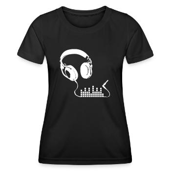 Kopfhörer Trippy Glitch Equalizer - Frauen Funktions-T-Shirt - Schwarz - Vorne - AI Model Female 172 light (172cm)