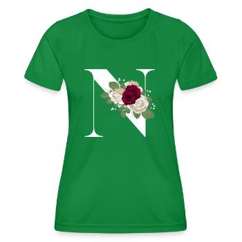 letter N flowered - Women's Functional T-Shirt - kelly green - Front - AI Model Female 172 dark (172cm)