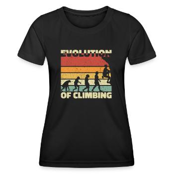 Évolution de l’escalade. Cadeau Rétro Vintage - T-shirt sport Femme - noir - Devant - AI Model Female 172 light (172cm)