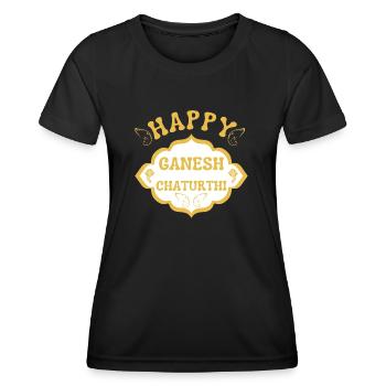 Happy Ganesh Chaturthi Hidouisme - T-shirt sport Femme - noir - Devant - AI Model Female 172 light (172cm)