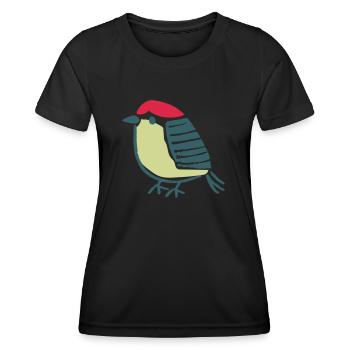 Vogel Amsel Drossel Fink Star - Frauen Funktions-T-Shirt - Schwarz - Vorne - AI Model Female 172 light (172cm)