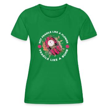 Nicht zerbrechlich wie eine Blume, sondern eine - Frauen Funktions-T-Shirt - Kelly Green - Vorne - AI Model Female 172 dark (172cm)