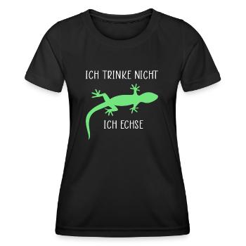 Ich trinke nicht ich Echse Lustige Sprüche - Frauen Funktions-T-Shirt - Schwarz - Vorne - AI Model Female 172 light (172cm)