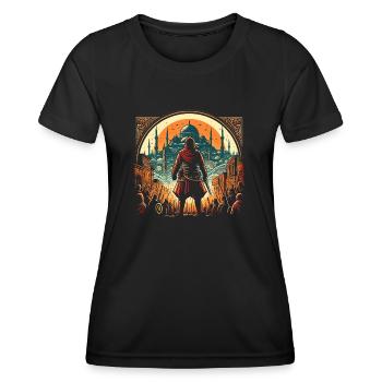 Guerrier ottoman - conquête d’Istanbul en 1453 - T-shirt sport Femme - noir - Devant - AI Model Female 172 light (172cm)