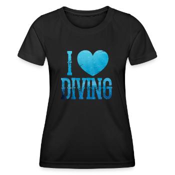 I Love Diving Ocean Underwater Explorer Scuba - Women's Functional T-Shirt - black - Front - AI Model Female 172 light (172cm)