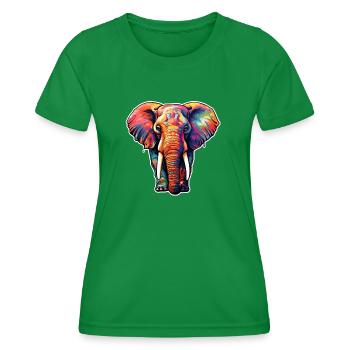 Elefant psychedelisch - Frauen Funktions-T-Shirt - Kelly Green - Vorne - AI Model Female 172 dark (172cm)