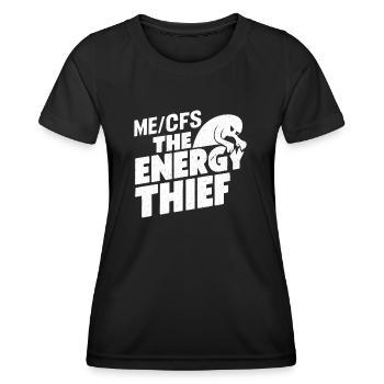 EM/SFC : Le voleur d’énergie - Der Energie Dieb - T-shirt sport Femme - noir - Devant - AI Model Female 172 light (172cm)