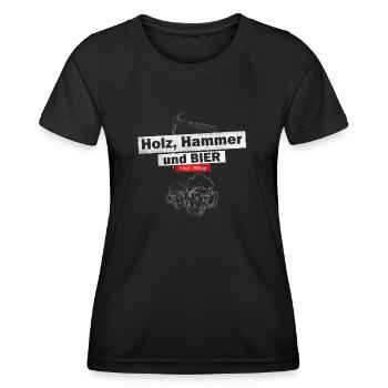 Charpentier - bois, marteau et bière - ma vie quotidienne - T-shirt sport Femme - noir - Devant - AI Model Female 172 light (172cm)