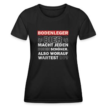 Bodenleger - Bier macht jeden Boden schöner - Frauen Funktions-T-Shirt - Schwarz - Vorne - AI Model Female 172 light (172cm)