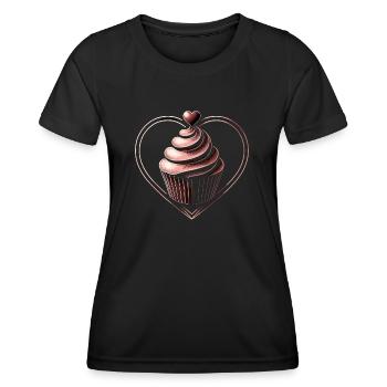 Cupcake Chocolate Heart Baker Baking Bake Cupcakes - Women's Functional T-Shirt - black - Front - AI Model Female 172 light (172cm)