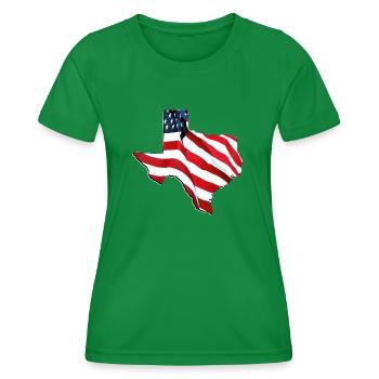 Drapeau des États-Unis dans la carte de l’État du Texas - T-shirt sport Femme - vert - Devant - AI Model Female 172 dark (172cm)
