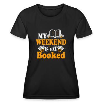 Mon week-end est réservé à la lecture de livres Bookworm - T-shirt sport Femme - noir - Devant - AI Model Female 172 light (172cm)