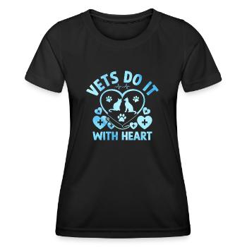 Tierärzte machen es mit Herz Vielseitiger Tierliebhaber - Frauen Funktions-T-Shirt - Schwarz - Vorne - AI Model Female 172 light (172cm)