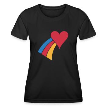 Coeur Arc-en-Ciel - T-shirt sport Femme - noir - Devant - AI Model Female 172 light (172cm)