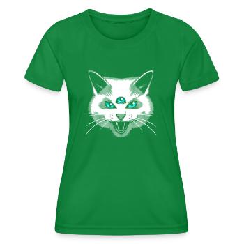 Third Eye Meow - Women's Functional T-Shirt - kelly green - Front - AI Model Female 172 dark (172cm)