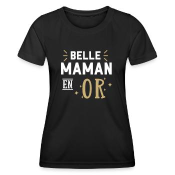 Belle maman en or. cadeau belle mere - T-shirt sport Femme - noir - Devant - AI Model Female 172 light (172cm)